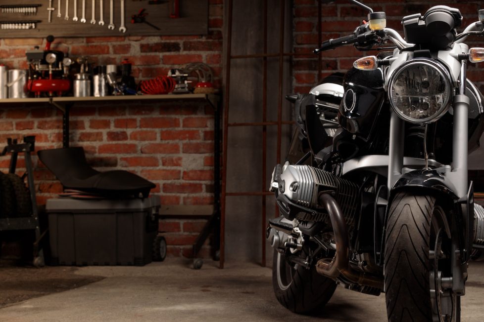 Vintage bike in dark garage